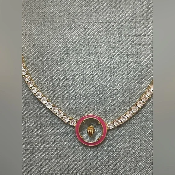Kurt Geiger BRAND NEW Crystal Eagle Necklace with Pink Pendant 16”